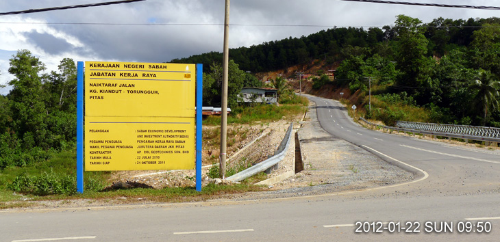 7.6km Jalan Kampung Kiandut-Torungguh  costing RM11.6 million
