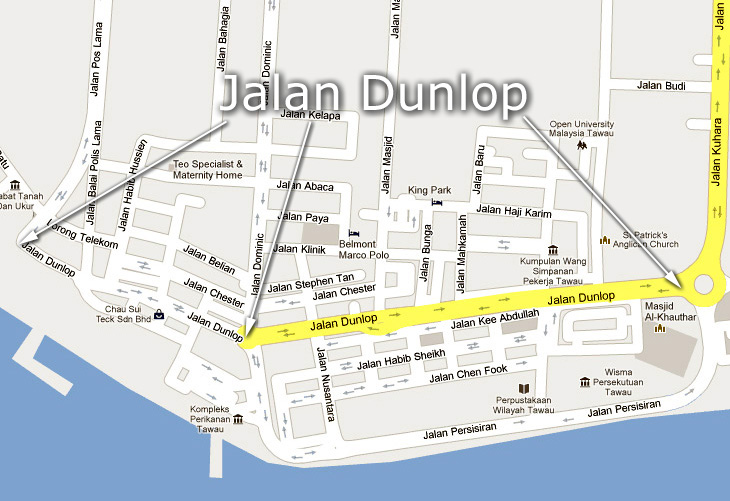 Street Map : Jalan Dunlop, Tawau