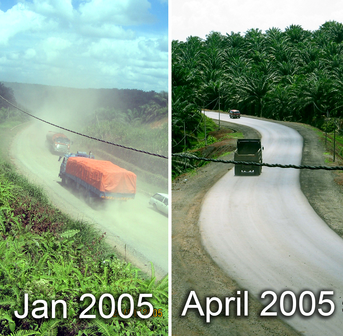 Merotai Road Before and after in 2005