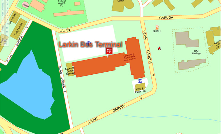 Map of Larkin Bus Terminal