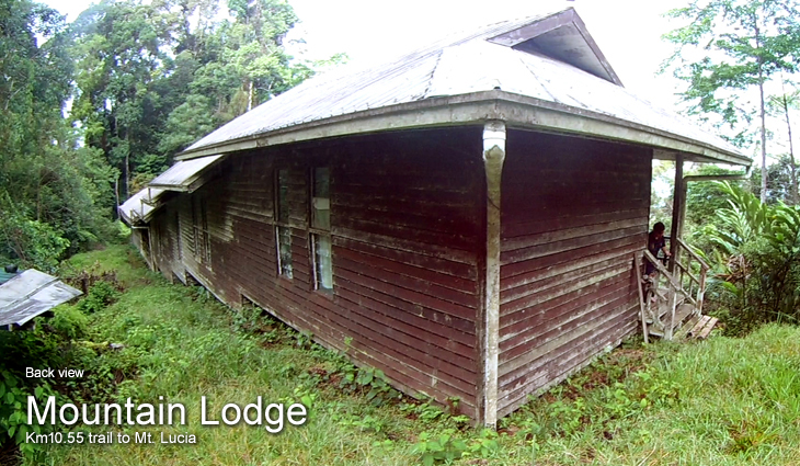 Back view of Mountain Lodge (Lucia Camp) at Km10.55 of the hiking trail.