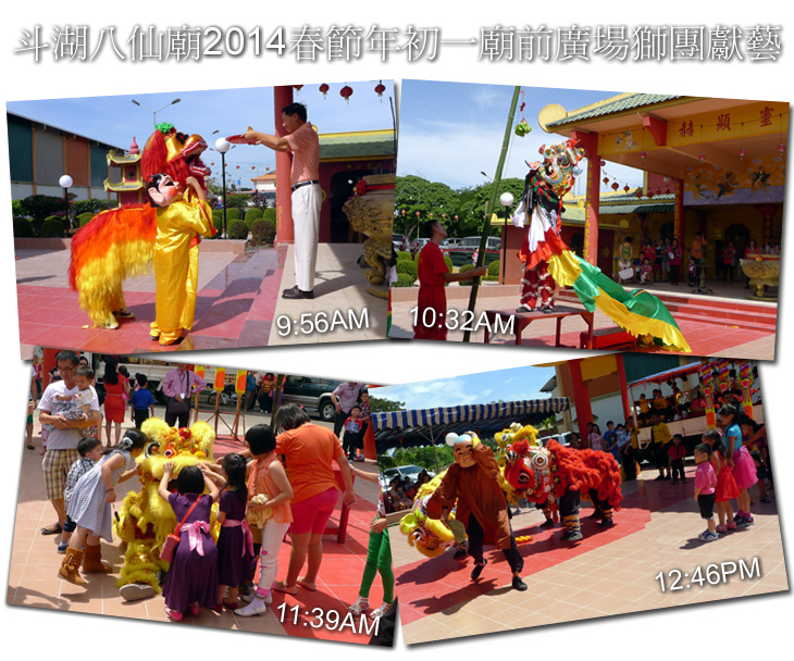 斗湖八仙廟2014春節年初一廟前廣場獅團獻藝.