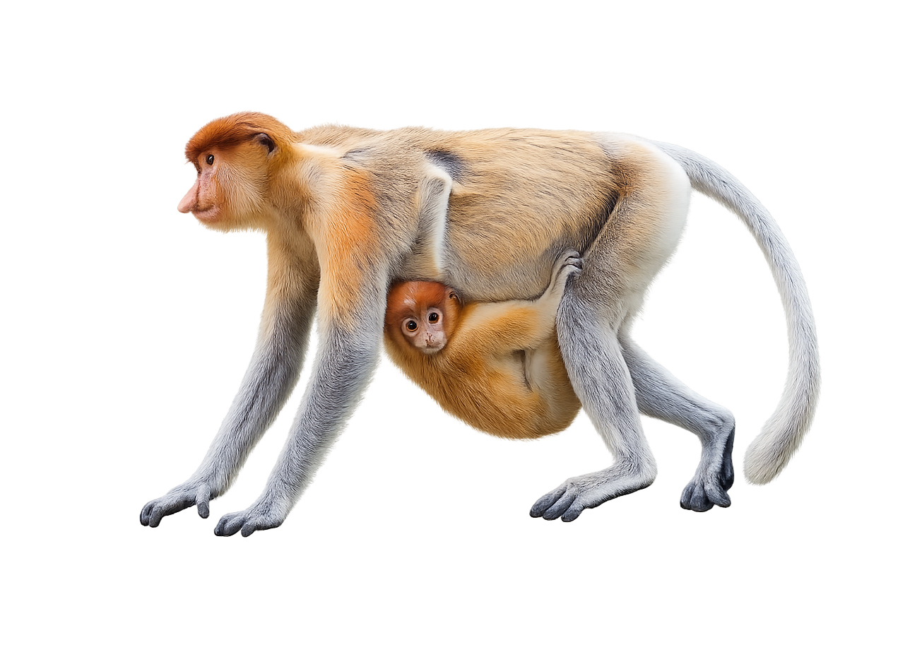 Female Proboscis Monkey feeding